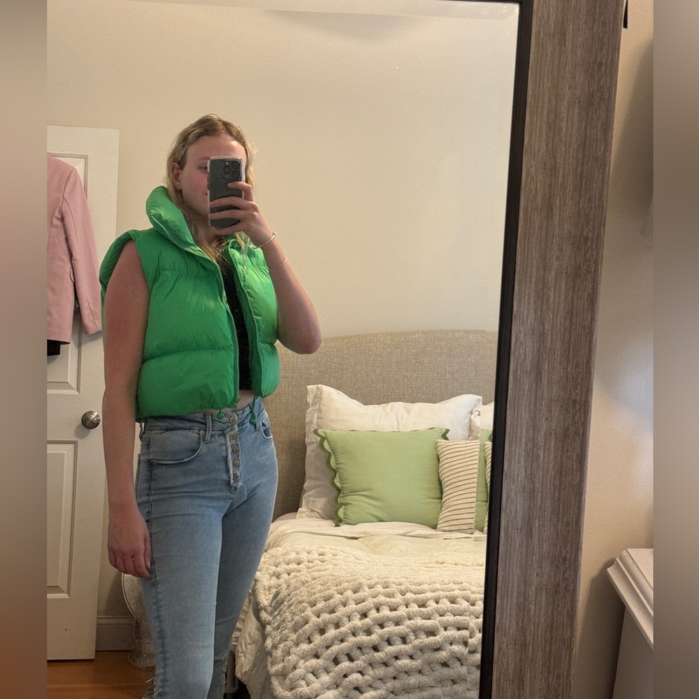 Brand new, never worn green cropped vest